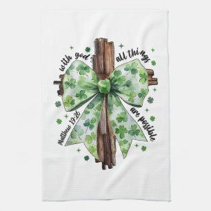 St. Patrick's Day Christian Faith Clover Shamrock Tea Towel