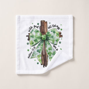 St. Patrick's Day Christian Faith Clover Shamrock Wash Cloth