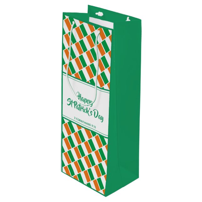 ST PATRICK'S DAY Christian IRISH FLAG Custom Party Wine Gift Bag (Front Angled)