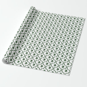 St. Patrick's Day Classic Green Shamrock Lattice  Wrapping Paper