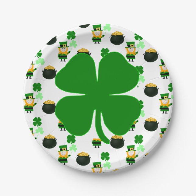 St. Patrick's Day Classic Pattern Holiday Party  Paper Plate (Front)