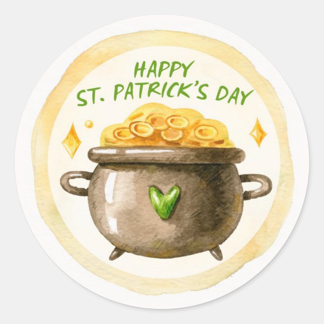 St. Patrick's Day Classic Round Sticker (Front)