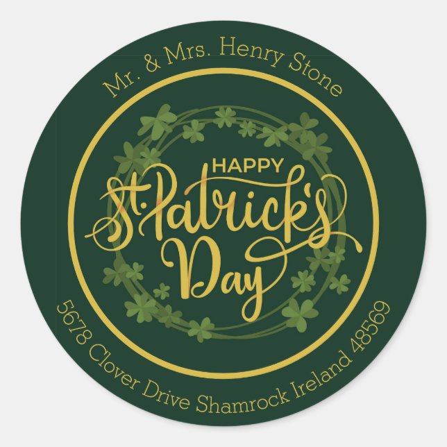 St. Patrick's Day Classic Round Sticker (Front)