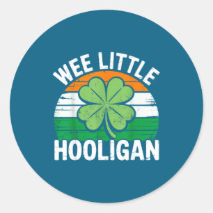 St patricks day classroom wee little hooligan boys classic round sticker
