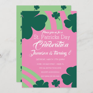 St. Patricks Day Clebration Shamrock Green Rainbow Invitation