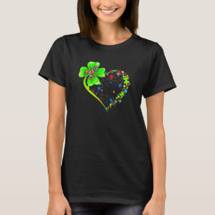 St Patricks Day Clover Autism Funny Autism Awarene T-Shirt