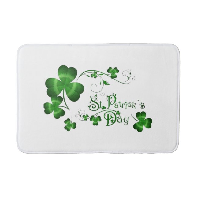St Patricks Day Clover Bath Mat (Front)