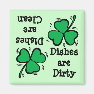 St. Patrick's Day Clover Clean Dirty Diswasher Magnet