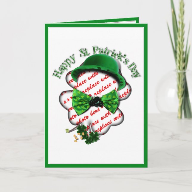 St Patrick's Day Clover Frame w/Adjustable Tie Card (Front)