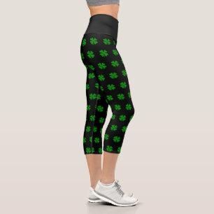 St Patrick's Day clover high waist capri leggings
