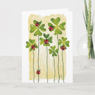 st. patrick's day clover & ladybugs card