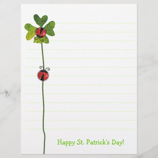St. Patrick's Day Clover & Ladybugs Stationery (Front)