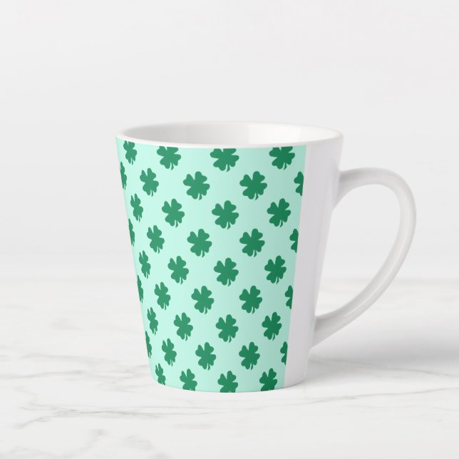 St. Patrick's Day Clover Leaf Pattern Latte Mug (Right)