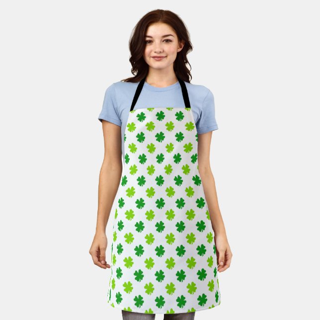 St. Patrick's Day Clover Leaves Pattern-54601 Apron (Worn)