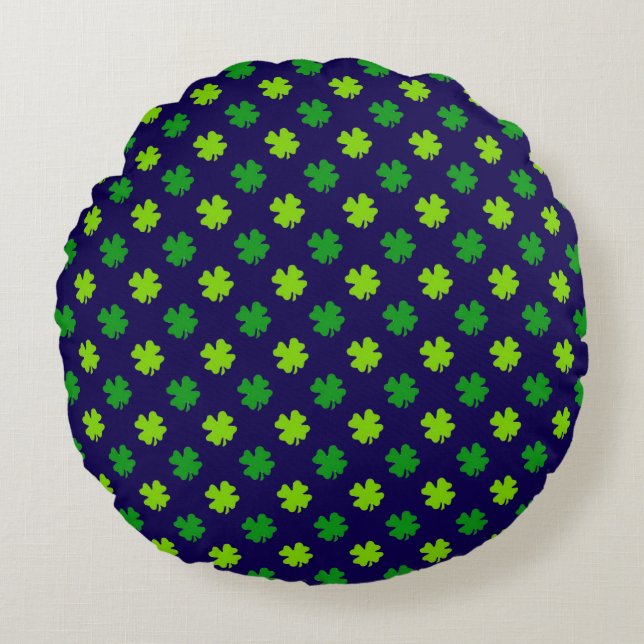 St. Patrick's Day Clover Leaves Pattern-54601 Round Cushion (Front)
