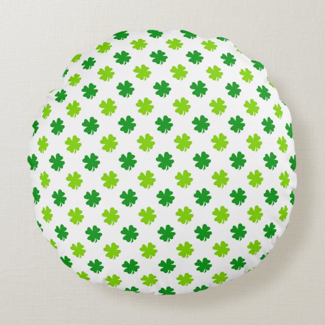 St. Patrick's Day Clover Leaves Pattern-54601 Round Cushion (Front)