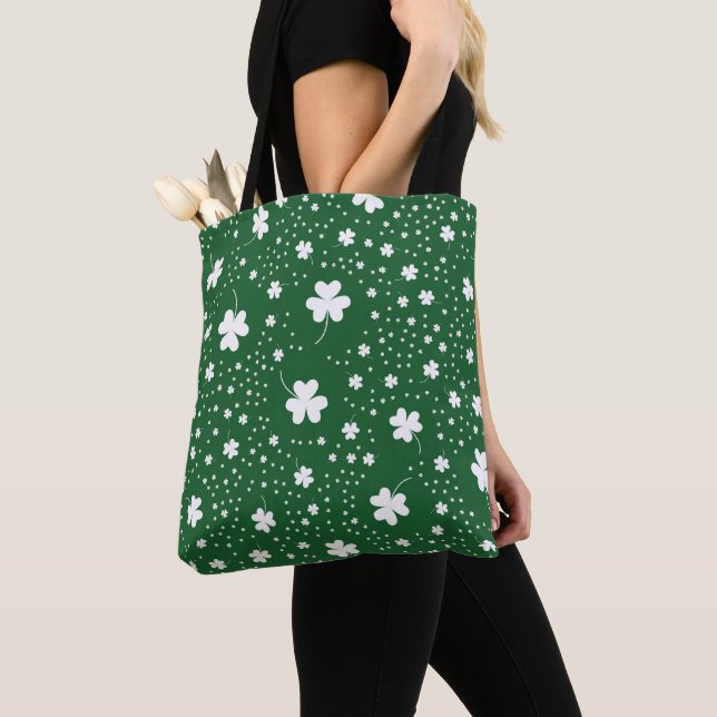 St Patrick's Day Clover Pattern Tote Bag (Close Up)