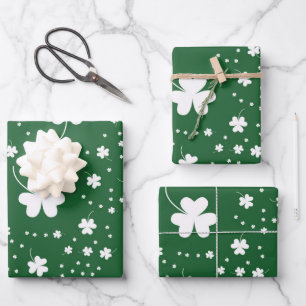 St Patrick's Day Clover Pattern Wrapping Paper Sheet