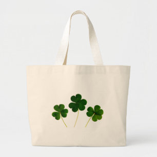 st patricks day clover shamrock large tote bag