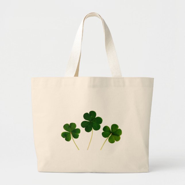 st patricks day clover shamrock large tote bag (Front)