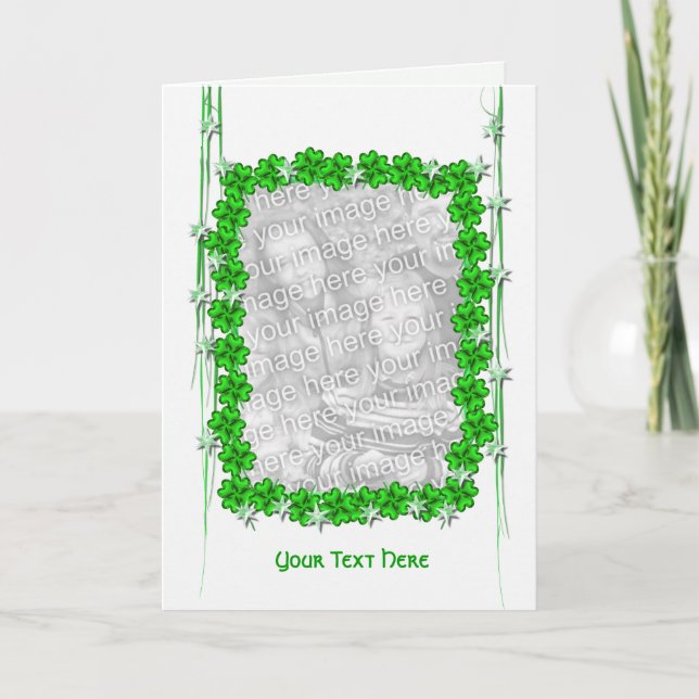 St. Patrick's Day Clover Stars (photo frame) Card (Front)