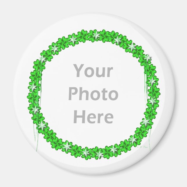 St. Patricks Day Clover Stars (round photo frame) Magnet (Front)