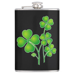 St. Patrick's Day Clover + your ideas Hip Flask