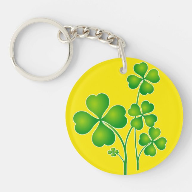 St. Patrick's Day Clover + your ideas Key Ring (Front)