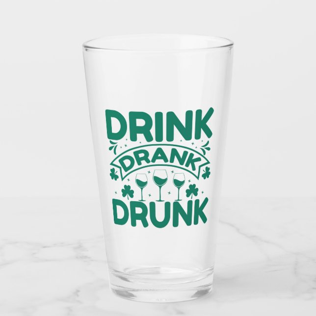 St Patrick's Day Clovers and Quote  Glass (Front)