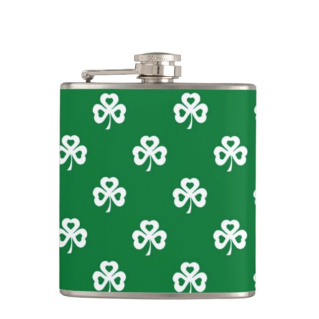 St. Patrick's Day Clovers Hip Flask (Front)
