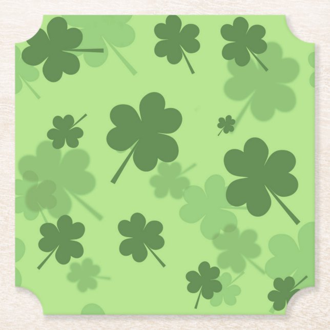St. Patrick's Day Clovers Paper Coasters (Front)