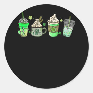 St Patricks Day Coffee Lucky latte Green Irish Classic Round Sticker