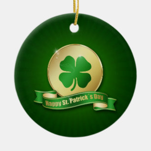St. Patrick's Day Coin Shamrock Ceramic Tree Decoration