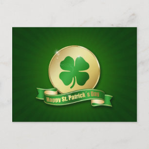 St. Patrick's Day Coin Shamrock Postcard
