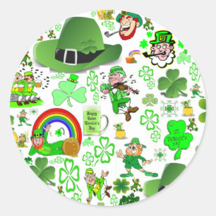 St Patrick's Day Collage Classic Round Sticker