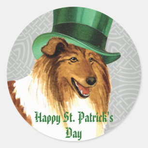 St. Patrick's Day Collie Classic Round Sticker