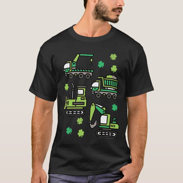 St Patricks Day Construction Trucks Funny Boys Kid T-Shirt (Front)
