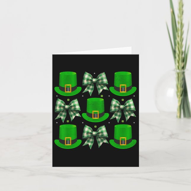 St Patricks Day Coquette Irish Hat And Bow Design  Card (Front)