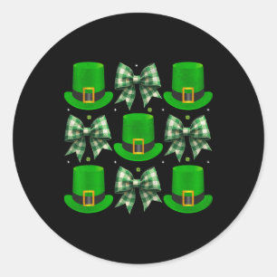St Patricks Day Coquette Irish Hat And Bow Design  Classic Round Sticker