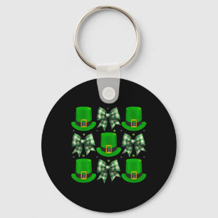 St Patricks Day Coquette Irish Hat And Bow Design Key Ring