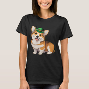 St Patrick's Day Corgi Dog Irish Shamrock Leprecha T-Shirt