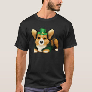 St Patrick's Day Corgi Dog Irish Shamrock Leprecha T-Shirt