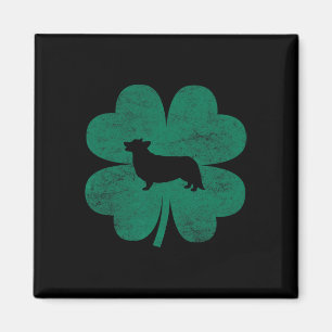St Patricks Day Corgi Irish Green Shamrock Clover  Magnet