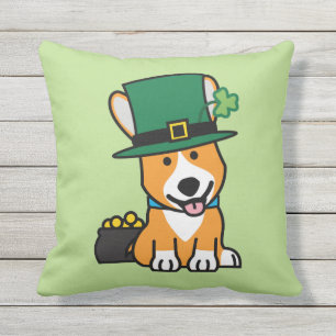 St. Patrick's Day Corgi Leprechaun Dog Puppy Doggy Cushion