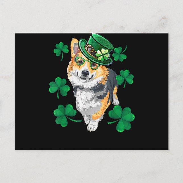 St Patrick's Day Corgi Postcard (Front)