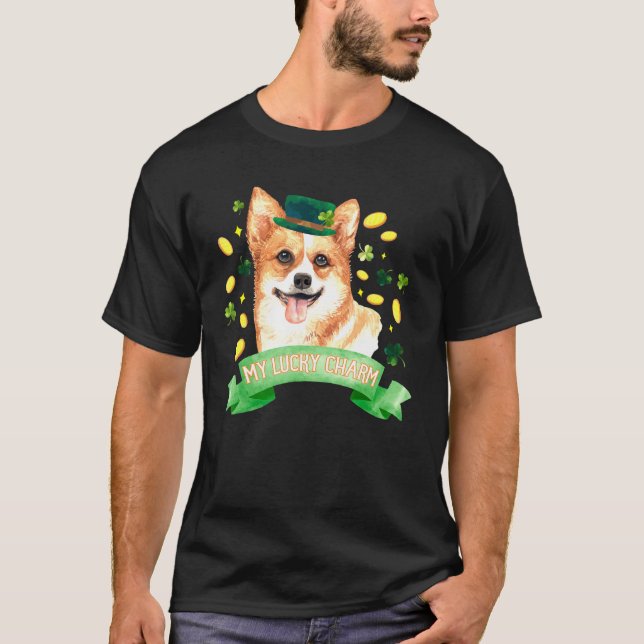 St Patricks Day Corgi T-Shirt (Front)