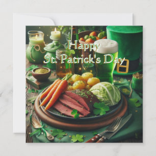 St Patrick's Day Corned Beef Recipe  Holiday Card