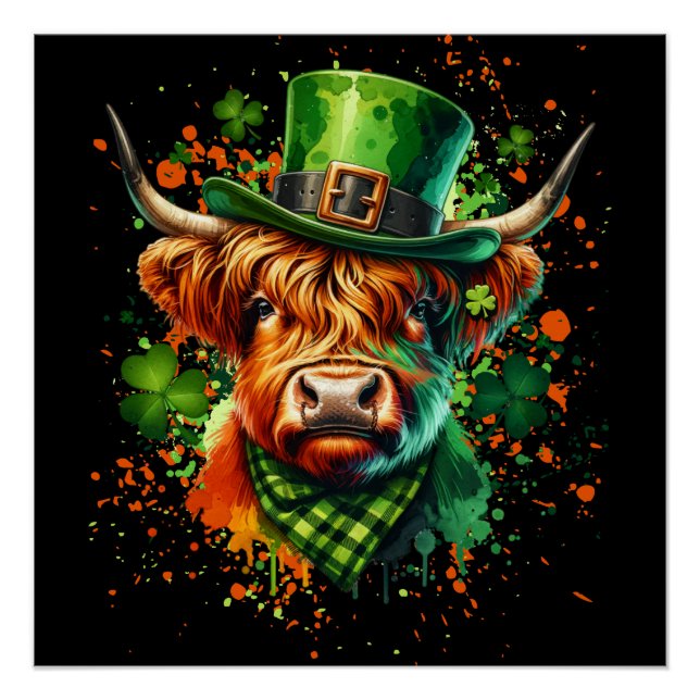 St. Patrick's Day Cow Poster (Front)