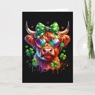 St Patrick's Day Cow St Patricks Day Shamrock Wome Card