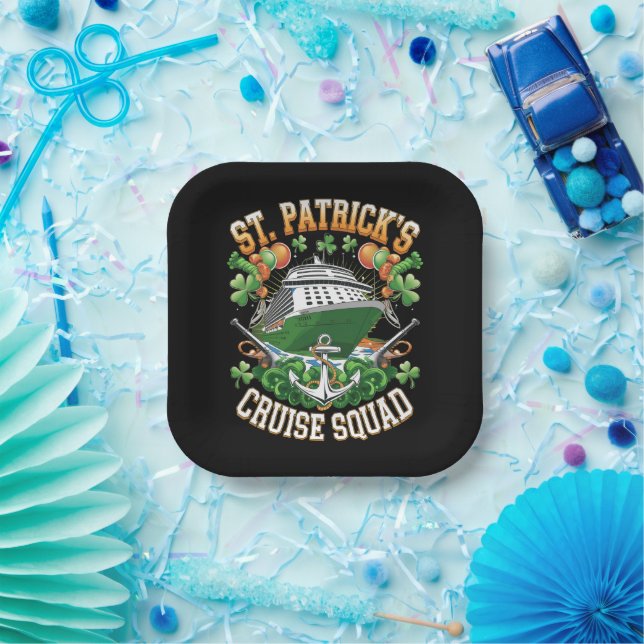 St Patrick's Day Cruise Squad 2025 Family Matching Paper Plate (Party)